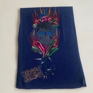Ed Hardy by Christian Audigier Midnight Wool/cashmere Skulls Scarf
